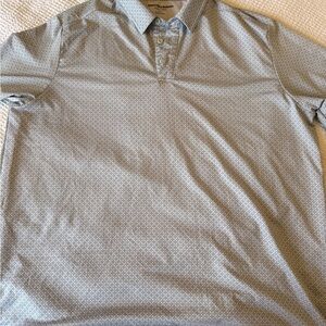 Johnston & Murphy Men's Pale Green Micro-Pattern Polo